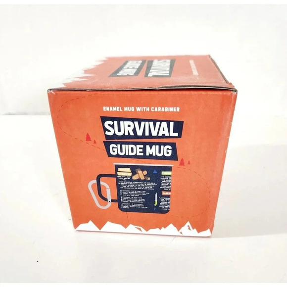 Survival Guide Enamel Mug Cup with Carabiner Dark Blue by Gift Republic - Picture 5 of 9